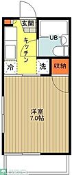 JR横浜線 片倉駅 徒歩7分の賃貸アパート 2階1Kの間取り