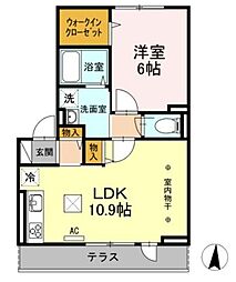 JR中央線 西八王子駅 徒歩18分の賃貸アパート 2階1LDKの間取り