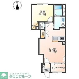 JR中央線 西八王子駅 バス28分 新川口停下車 徒歩5分の賃貸アパート 1階1LDKの間取り