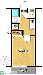 京王線 中河原駅 徒歩3分の賃貸アパート 2階1Kの間取り