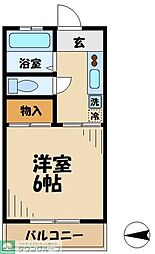 多摩都市モノレール 大塚・帝京大学駅 徒歩2分の賃貸マンション 2階1Kの間取り