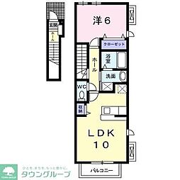 JR中央線 八王子駅 バス25分 新清水橋下車 徒歩6分の賃貸アパート 2階1LDKの間取り
