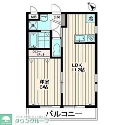 京王線 南平駅 徒歩2分の賃貸アパート 1階1LDKの間取り