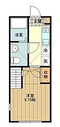 京王線 北野駅 徒歩10分の賃貸アパート 2階1Kの間取り