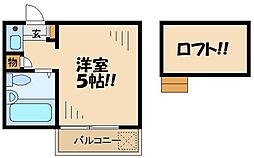 エミネンス三沢 1階ワンルームの間取り