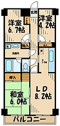 JR横浜線 片倉駅 徒歩2分の賃貸マンション 5階3LDKの間取り