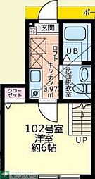 JR横浜線 八王子みなみ野駅 徒歩27分の賃貸アパート 1階1Kの間取り