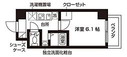 京王線 京王八王子駅 徒歩3分の賃貸マンション 3階1Kの間取り