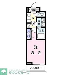 京王線 北野駅 徒歩7分の賃貸アパート 1階1Kの間取り