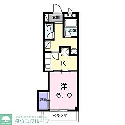 京王相模原線 稲城駅 徒歩18分の賃貸アパート 1階1Kの間取り