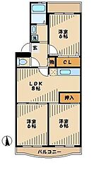 京王相模原線 京王堀之内駅 徒歩4分の賃貸マンション 4階3LDKの間取り