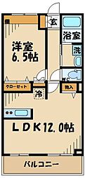 西武多摩川線 多磨駅 徒歩9分の賃貸マンション 2階1LDKの間取り