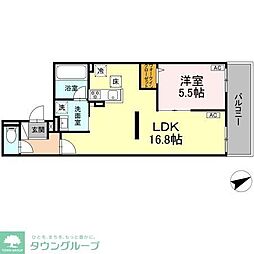 JR南武線 稲城長沼駅 徒歩1分の賃貸マンション 1階1LDKの間取り