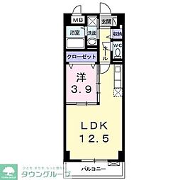 京王相模原線 南大沢駅 徒歩10分の賃貸マンション 5階1LDKの間取り