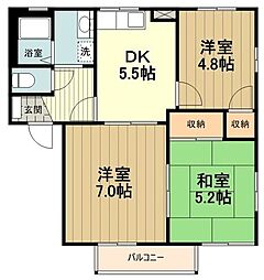 JR中央線 八王子駅 バス20分 下戸吹下車 徒歩2分の賃貸アパート 2階3DKの間取り