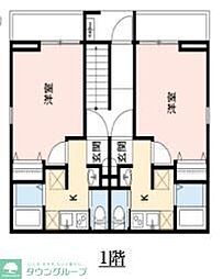 アズール西八王子 1階1Kの間取り