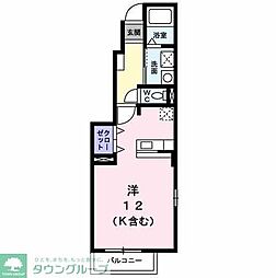 JR八高線 北八王子駅 徒歩9分の賃貸アパート 1階ワンルームの間取り