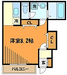 JR中央線 八王子駅 バス16分 梅坪町下車 徒歩1分の賃貸アパート 1階1Kの間取り