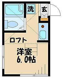 京王線 聖蹟桜ヶ丘駅 徒歩18分の賃貸アパート 2階ワンルームの間取り