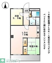 京王相模原線 京王堀之内駅 徒歩15分の賃貸マンション 4階2LDKの間取り