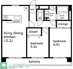 京王線 分倍河原駅 徒歩9分の賃貸マンション 3階2LDKの間取り