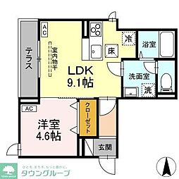 JR八高線 八王子駅 徒歩9分の賃貸アパート 1階1LDKの間取り