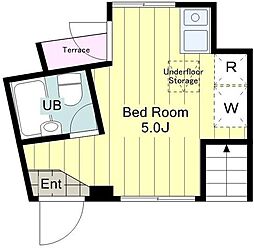 ラミルフルウ 1階ワンルームの間取り