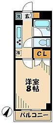 京王相模原線 京王多摩センター駅 徒歩3分の賃貸マンション 2階1Kの間取り