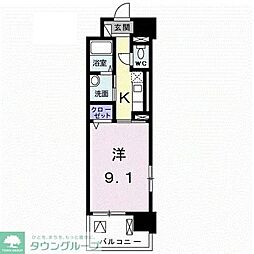 JR中央線 八王子駅 徒歩19分の賃貸マンション 3階1Kの間取り