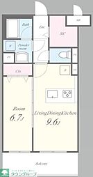 多摩都市モノレール 柴崎体育館駅 徒歩12分の賃貸マンション 3階1LDKの間取り