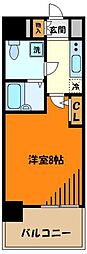 京王線 京王八王子駅 徒歩4分の賃貸マンション 2階1Kの間取り