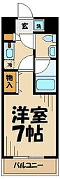 アポー堀之内 1階1Kの間取り