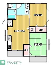 京王線 高幡不動駅 徒歩13分の賃貸アパート 2階2LDKの間取り