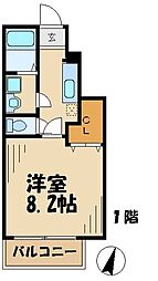 京王相模原線 南大沢駅 徒歩10分の賃貸アパート 1階1Kの間取り
