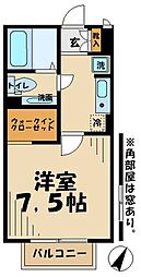 京王相模原線 南大沢駅 徒歩5分の賃貸アパート 2階1Kの間取り