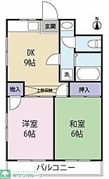 西武多摩川線 白糸台駅 徒歩12分の賃貸マンション 3階2DKの間取り