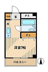京王線 高幡不動駅 徒歩10分の賃貸マンション 1階1Kの間取り