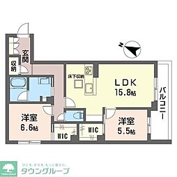 セントリビエ南平 2LDKの間取図画像