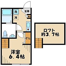 トゥルーメゾン京王堀之内 1Kの間取図画像