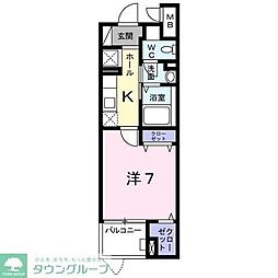 プラシードK2 1Kの間取図画像