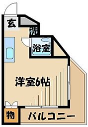 U.トピア高幡不動 ワンルームの間取図画像