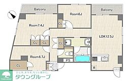 ヴィレッジヒル宮西 3LDKの間取図画像