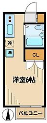 Y'sヴィラB ワンルームの間取図画像