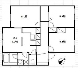 エルムコートC棟 3LDKの間取図画像