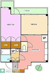 小林ビル 2DKの間取図画像
