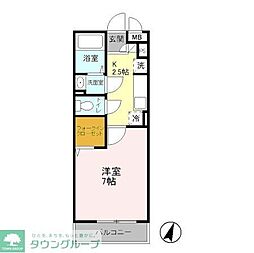 パピヨン八王子みなみ野 1Kの間取図画像