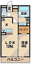 ラ・プランタン北野 1LDKの間取図画像