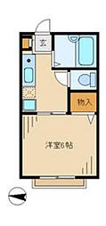ハイビスカス 1Kの間取図画像