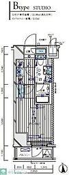 メインステージ八王子TokyoWest 1Kの間取図画像