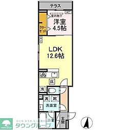 八王子市西片倉3丁目アパート 1LDKの間取図画像
